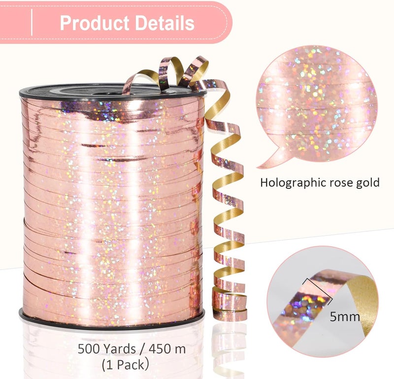 OMISELIO Rose Gold Curling Ribbon - 500 Yard Shiny Metallic Curling Ribbon for Gift Wrapping, Balloons, Birthdays & Parties - Image 5